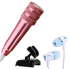 Microfono Mini Stereo Karaoke 3.5mm con Supporto M08 per Samsung Galaxy Note 4 Oro Rosa