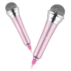 Microfono Mini Stereo Karaoke 3.5mm con Supporto M12 per Sony Xperia 10 V Rosa