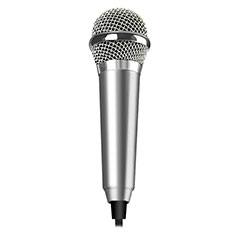 Microfono Mini Stereo Karaoke 3.5mm M04 per Handy Zubehoer Mini Lautsprecher Argento