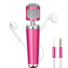 Microfono Mini Stereo Karaoke 3.5mm per Handy Zubehoer Selfie Sticks Stangen Rosa