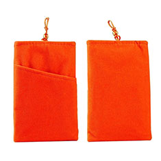 Sacchetto in Velluto Cover Marsupio Universale T01 per Realme 9i 5G Arancione