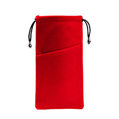 Sacchetto in Velluto Custodia Marsupio Tasca Universale K02 per Samsung Galaxy S6 Edge+ Plus Rosso