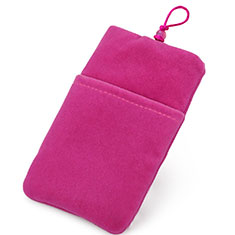 Sacchetto in Velluto Custodia Marsupio Universale T01 per Sony Xperia 1 V Rosa Caldo