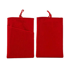 Sacchetto in Velluto Custodia Marsupio Universale T01 per Sony Xperia 1 V Rosso