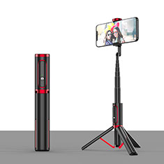 Sostegnotile Bluetooth Selfie Stick Tripode Allungabile Bastone Selfie Universale T26 per Realme 8 5G Rosso e Nero