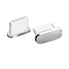 Tappi Antipolvere USB-C Jack Anti-dust Type-C Anti Polvere Universale H06 per Apple iPhone 15 Plus Argento