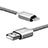 Cavo da USB a Cavetto Ricarica Carica L07 per Apple iPad Air 4 10.9 (2020) Argento