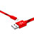 Cavo da USB a Cavetto Ricarica Carica L10 per Apple iPad 10.2 (2020) Rosso