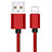 Cavo da USB a Cavetto Ricarica Carica L11 per Apple iPad Mini 3 Rosso