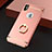 Cover Lusso Metallo Laterale e Plastica con Anello Supporto F02 per Apple iPhone X Oro Rosa