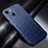 Custodia Fibra di Carbonio Lusso Morbida Spigato Cover per Apple iPhone 15 Blu