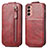 Custodia In Pelle Flip per Samsung Galaxy F13 4G Rosso