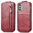 Custodia In Pelle Flip S01D per Motorola Moto E32 Rosso