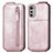 Custodia In Pelle Flip S01D per Motorola Moto E32s Oro Rosa