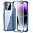 Custodia Lusso Alluminio Laterale Specchio 360 Gradi Cover LO1 per Apple iPhone 15 Pro Blu