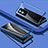 Custodia Lusso Alluminio Laterale Specchio 360 Gradi Cover P03 per Vivo Y76s 5G Blu