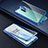 Custodia Lusso Alluminio Laterale Specchio 360 Gradi Cover T01 per OnePlus 8 Blu