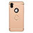 Custodia Lusso Metallo Laterale e Plastica con Anello Supporto F02 per Apple iPhone Xs Oro