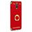 Custodia Lusso Metallo Laterale e Plastica con Anello Supporto per Samsung Galaxy C7 (2017) Rosso