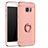 Custodia Lusso Metallo Laterale e Plastica Cover con Anello Supporto A01 per Samsung Galaxy S7 Edge G935F Oro Rosa