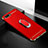 Custodia Lusso Metallo Laterale e Plastica Cover con Anello Supporto T01 per Oppo K1 Rosso