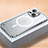 Custodia Lusso Metallo Laterale e Plastica Cover con Mag-Safe Magnetic QC1 per Apple iPhone 13 Argento