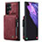 Custodia Lusso Pelle Cover C01S per Samsung Galaxy S22 Ultra 5G Rosso