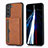 Custodia Lusso Pelle Cover M03T per Samsung Galaxy S22 Plus 5G Marrone