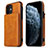 Custodia Lusso Pelle Cover R01 per Apple iPhone 12 Arancione