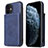 Custodia Lusso Pelle Cover R01 per Apple iPhone 12 Blu