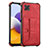 Custodia Lusso Pelle Cover Y01B per Samsung Galaxy F42 5G Rosso