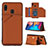 Custodia Lusso Pelle Cover Y04B per Samsung Galaxy M10S Marrone