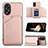 Custodia Lusso Pelle Cover YB1 per Oppo A18 Oro Rosa