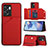 Custodia Lusso Pelle Cover YB2 per Oppo A77 5G Rosso