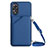 Custodia Lusso Pelle Cover YB3 per Oppo A17 Blu