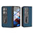 Custodia Lusso Pelle e Plastica Opaca Cover BH5 per Oppo Find N2 5G Blu