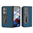 Custodia Lusso Pelle e Plastica Opaca Cover BH8 per Oppo Find N2 5G Blu