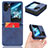 Custodia Lusso Pelle e Plastica Opaca Cover BY2 per Oppo Find N2 Flip 5G Blu