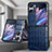 Custodia Lusso Pelle e Plastica Opaca Cover SD5 per Oppo Find N2 Flip 5G Blu
