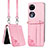 Custodia Lusso Pelle e Plastica Opaca Cover SD6 per Huawei P60 Pocket Oro Rosa