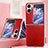 Custodia Lusso Pelle e Plastica Opaca Cover SD6 per Oppo Find N2 Flip 5G Rosso