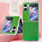 Custodia Lusso Pelle e Plastica Opaca Cover SD6 per Oppo Find N2 Flip 5G Verde