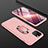 Custodia Plastica Rigida Cover Opaca Fronte e Retro 360 Gradi con Anello Supporto R01 per Apple iPhone 11 Pro Max Oro Rosa