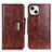 Custodia Portafoglio In Pelle Cover con Supporto A01 per Apple iPhone 13 Marrone