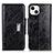 Custodia Portafoglio In Pelle Cover con Supporto A01 per Apple iPhone 14 Plus Nero