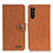 Custodia Portafoglio In Pelle Cover con Supporto A01D per Sony Xperia 10 III Lite Marrone