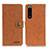 Custodia Portafoglio In Pelle Cover con Supporto A01D per Sony Xperia 5 III SO-53B Marrone