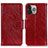 Custodia Portafoglio In Pelle Cover con Supporto A02 per Apple iPhone 15 Pro Max Rosso