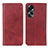 Custodia Portafoglio In Pelle Cover con Supporto A02D per Oppo A18 Rosso