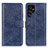 Custodia Portafoglio In Pelle Cover con Supporto A02D per Samsung Galaxy S22 Ultra 5G Blu